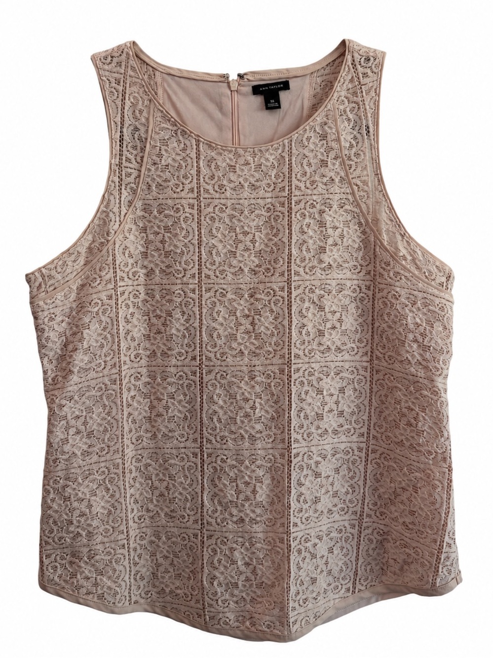 Ann Taylor Office Career Blush Pink Lace Sleeveless Tank Size Medium Soft Girl